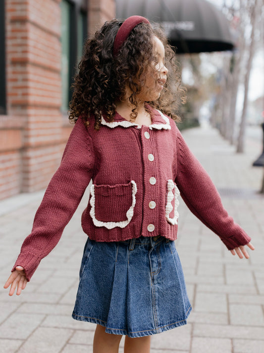 Burgundy Collared Cardigan