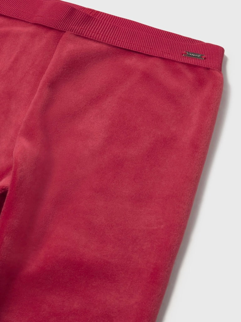 Basic Velvet Leggings - Red