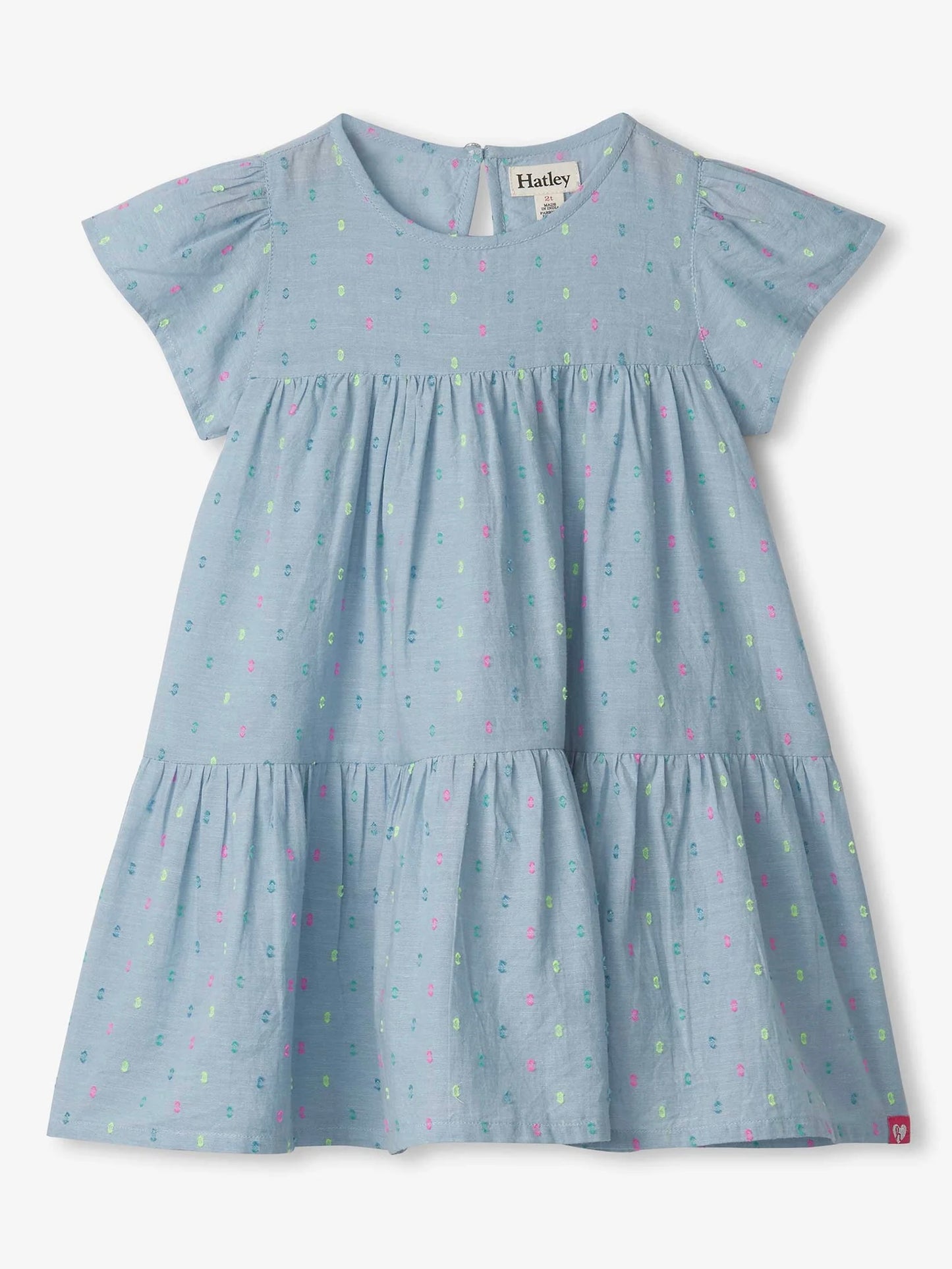 Bright Spot Chambray Woven Cake Puff Dress