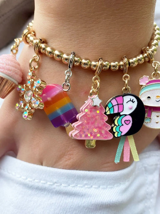 Charm It! Gold Bead Stretch Bracelet