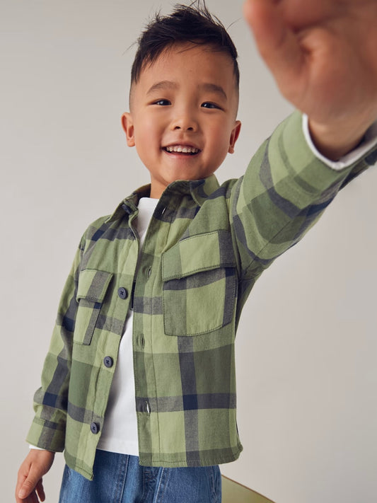 Checked Overshirt - Dark Green