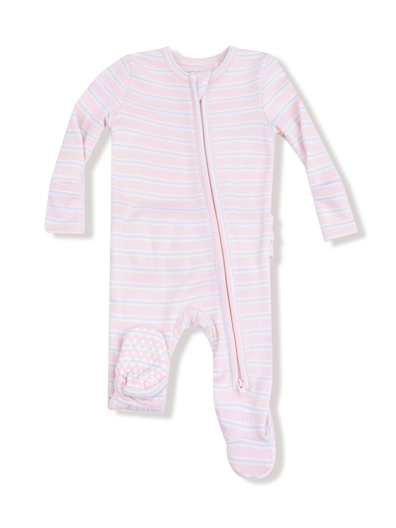 Pink Multi Stripe Ruffle Footie