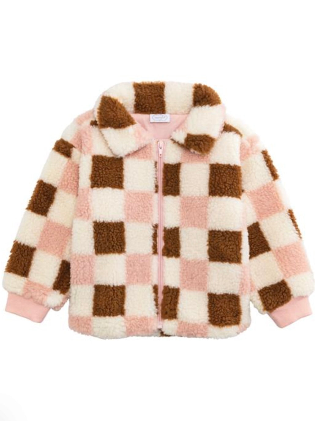 Pink Check Sherpa Jacket