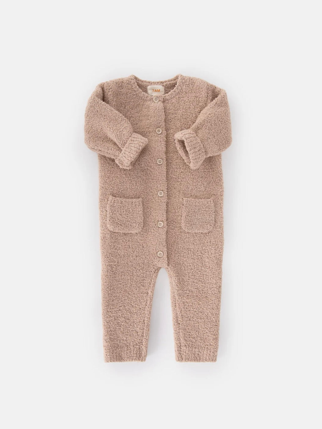 Long Sleeve Fuzzy Jumpsuit - Pecan