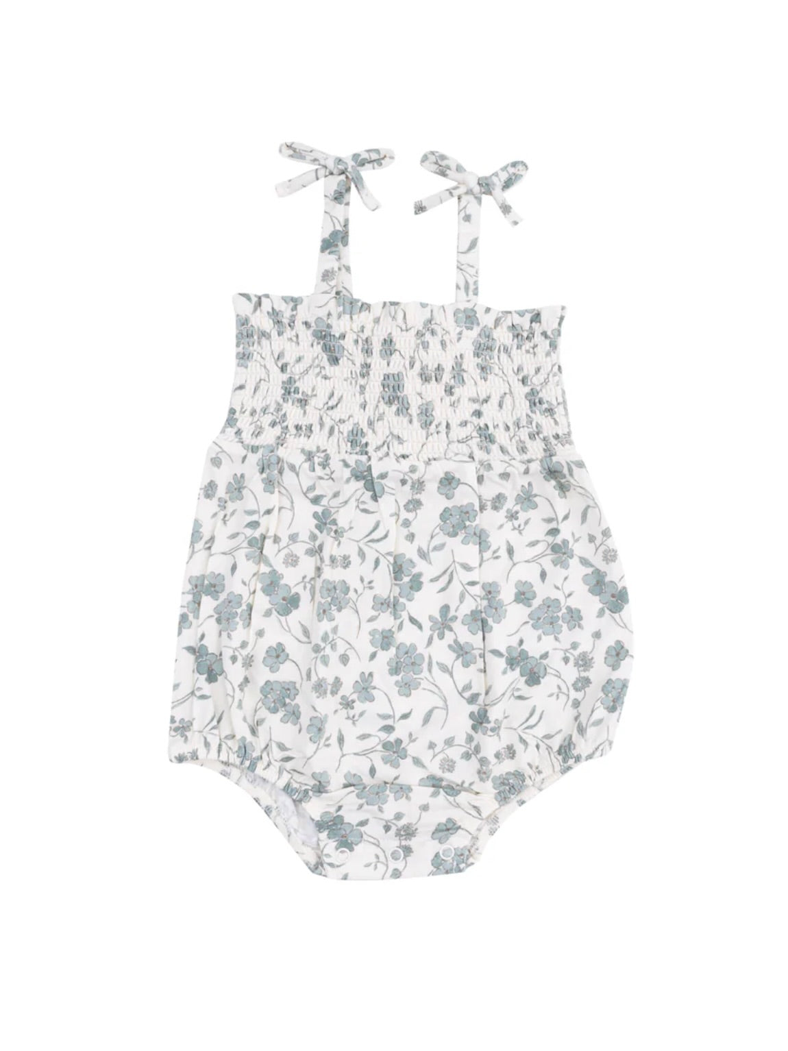 Baby's Breath Floral Tie Strap Smocked Romper
