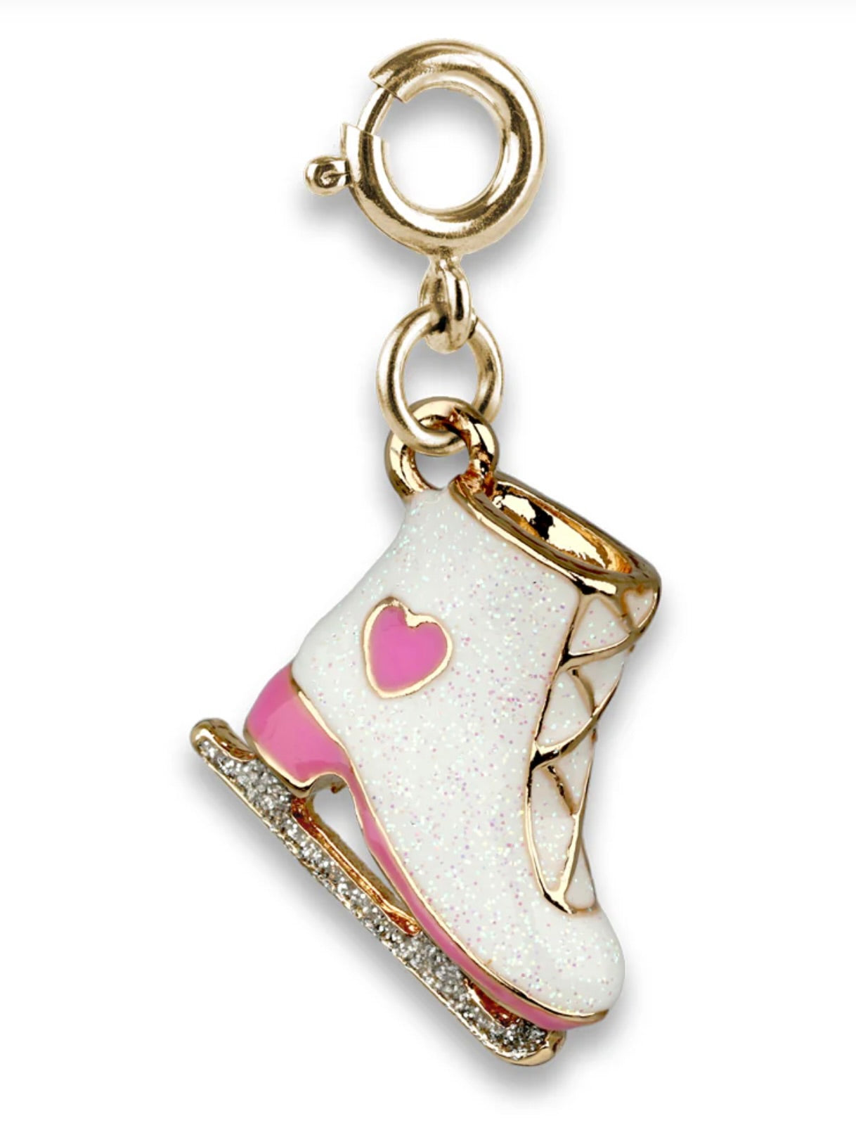 Gold Glitter Ice Skate Charm