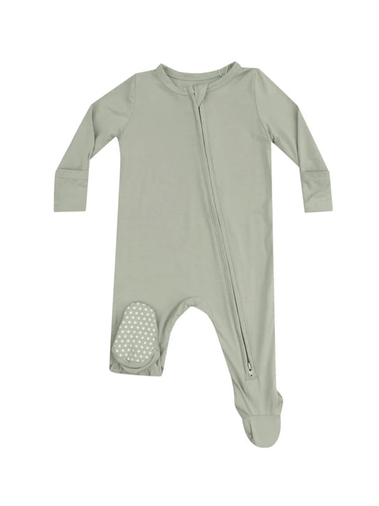 Solid 2-Way Zipper Footie - Sage