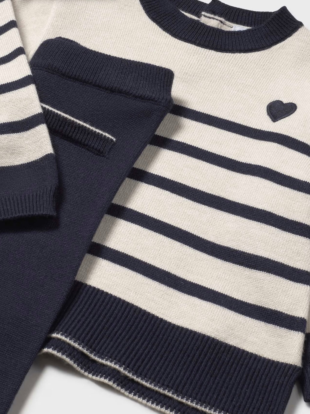 Sweater + Pant Knit Set - Heart/Stripe
