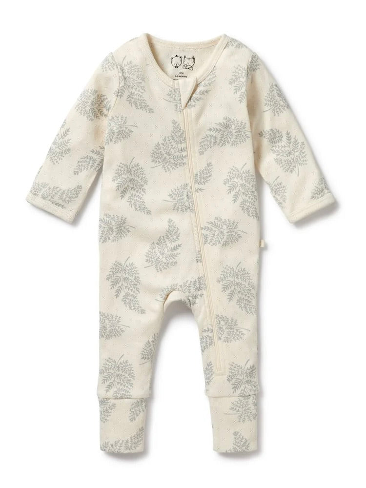 Organic Convertible Zipsuit - Pointelle Forever Ferns