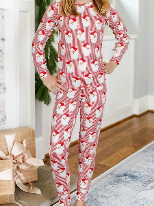 Santa Baby Stripe Kids Pajama Set - Red