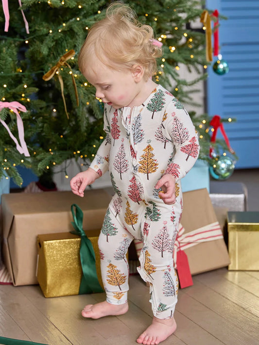 Christmas Trees Ruffle Romper