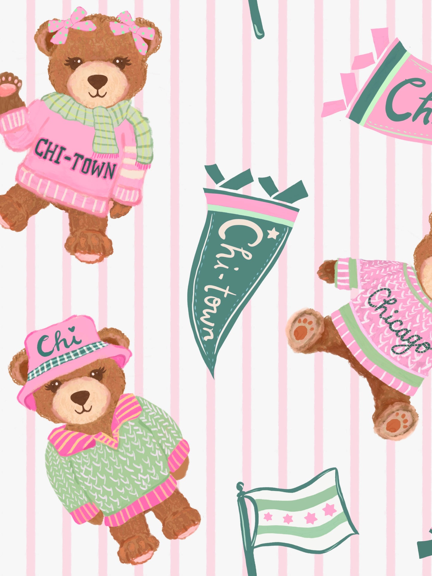Chitown Teddy's Fuzzy Back Blanket- PINK