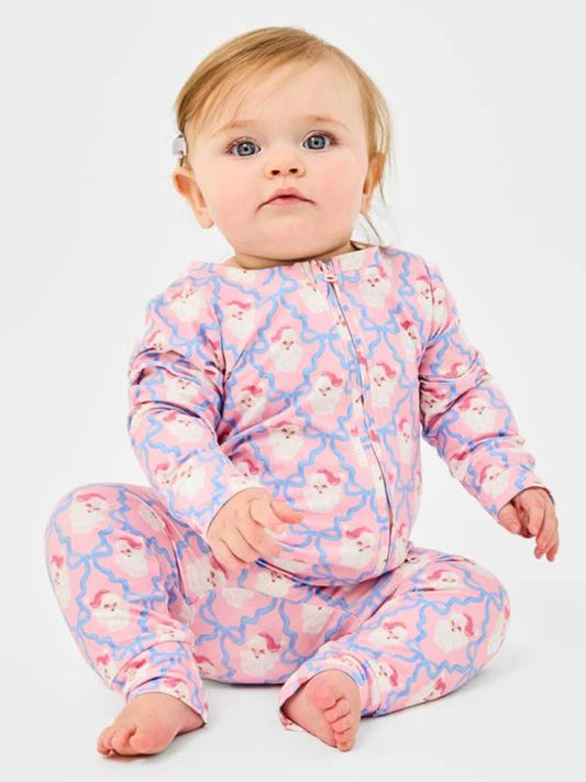 Santa Baby Bow Zip Romper