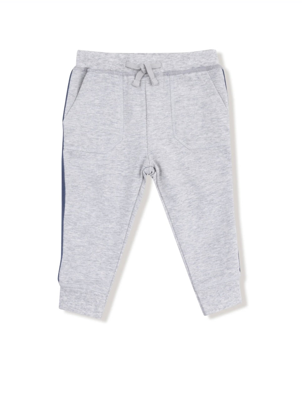 French Terry Light Heather Grey Jogger with Varsity Stripes