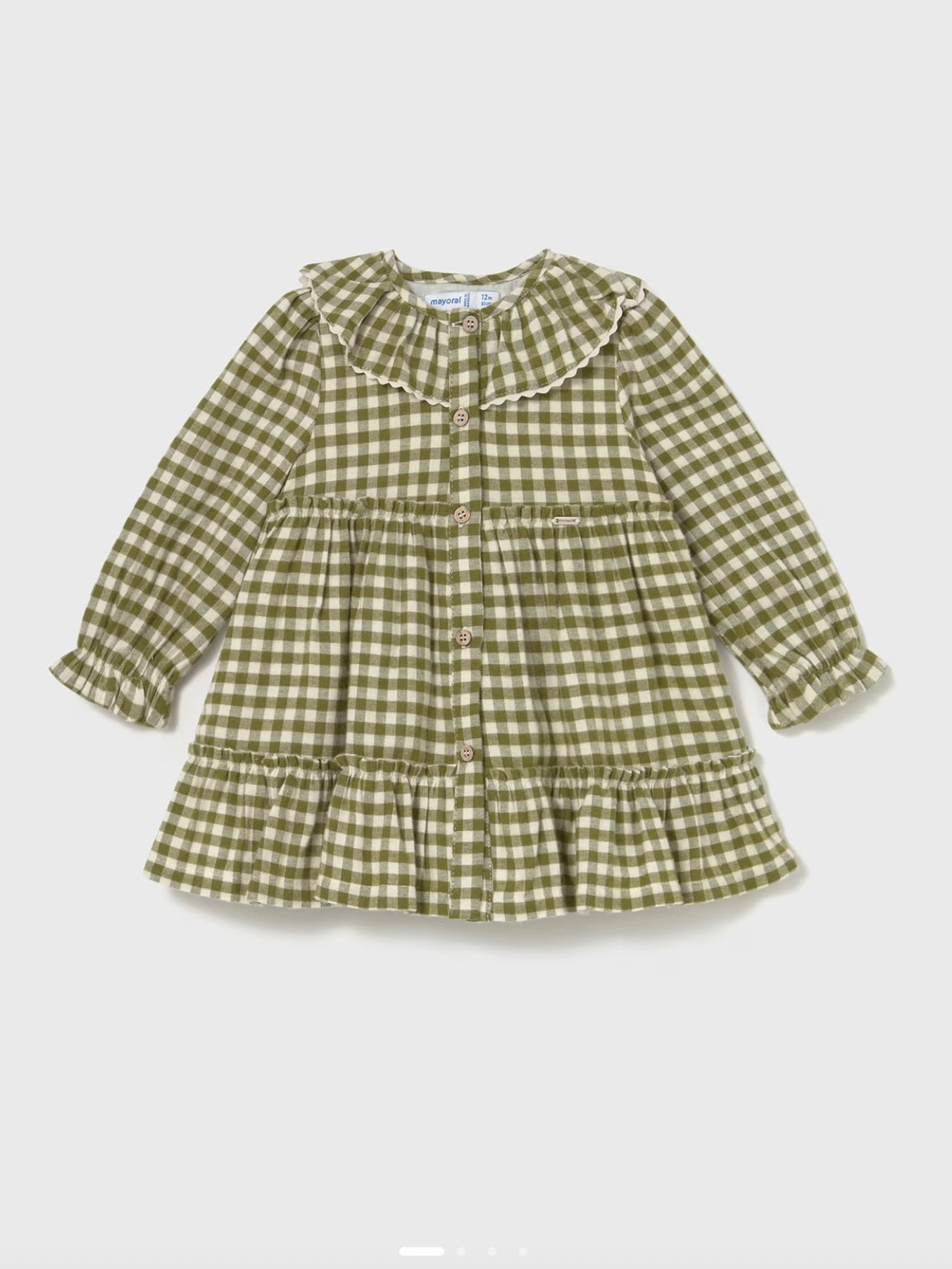 Long Sleeve Vichy Dress - Green Gingham