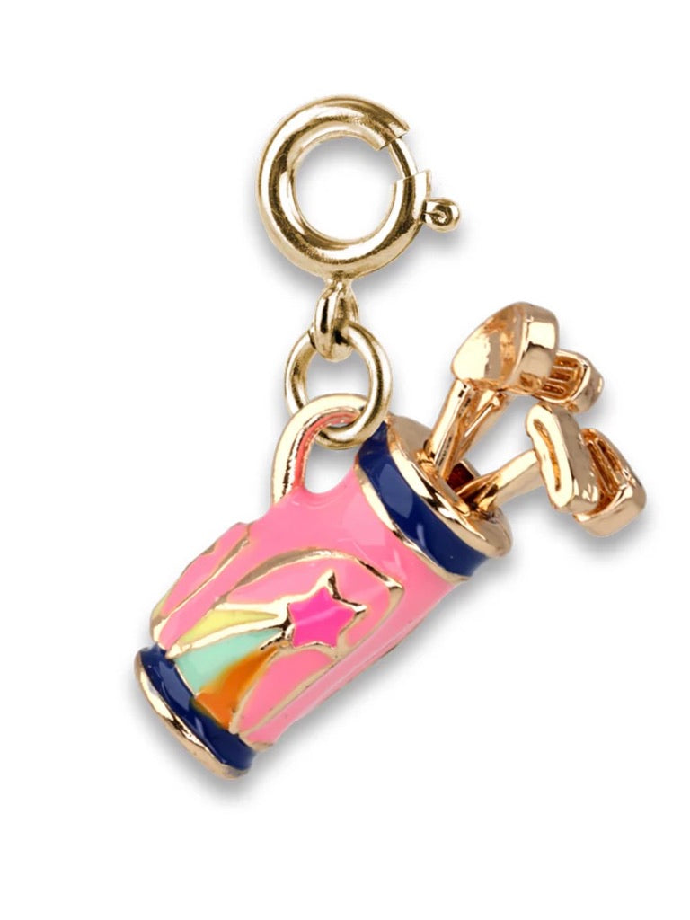 Gold Golf Clubs Charm