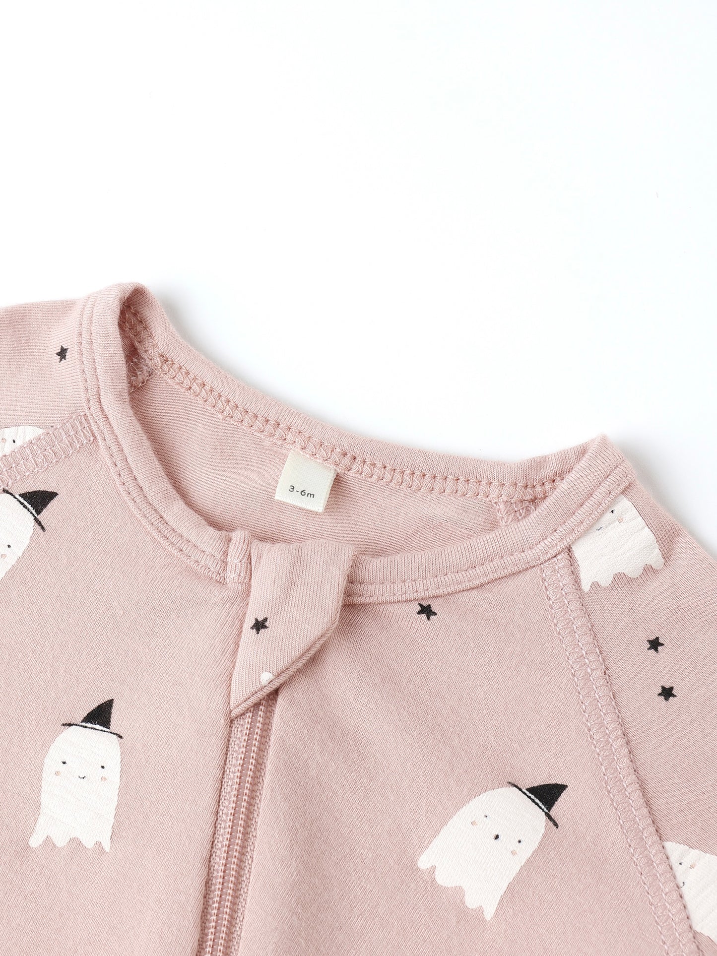 Bamboo Zip Footie - Pink Ghosts