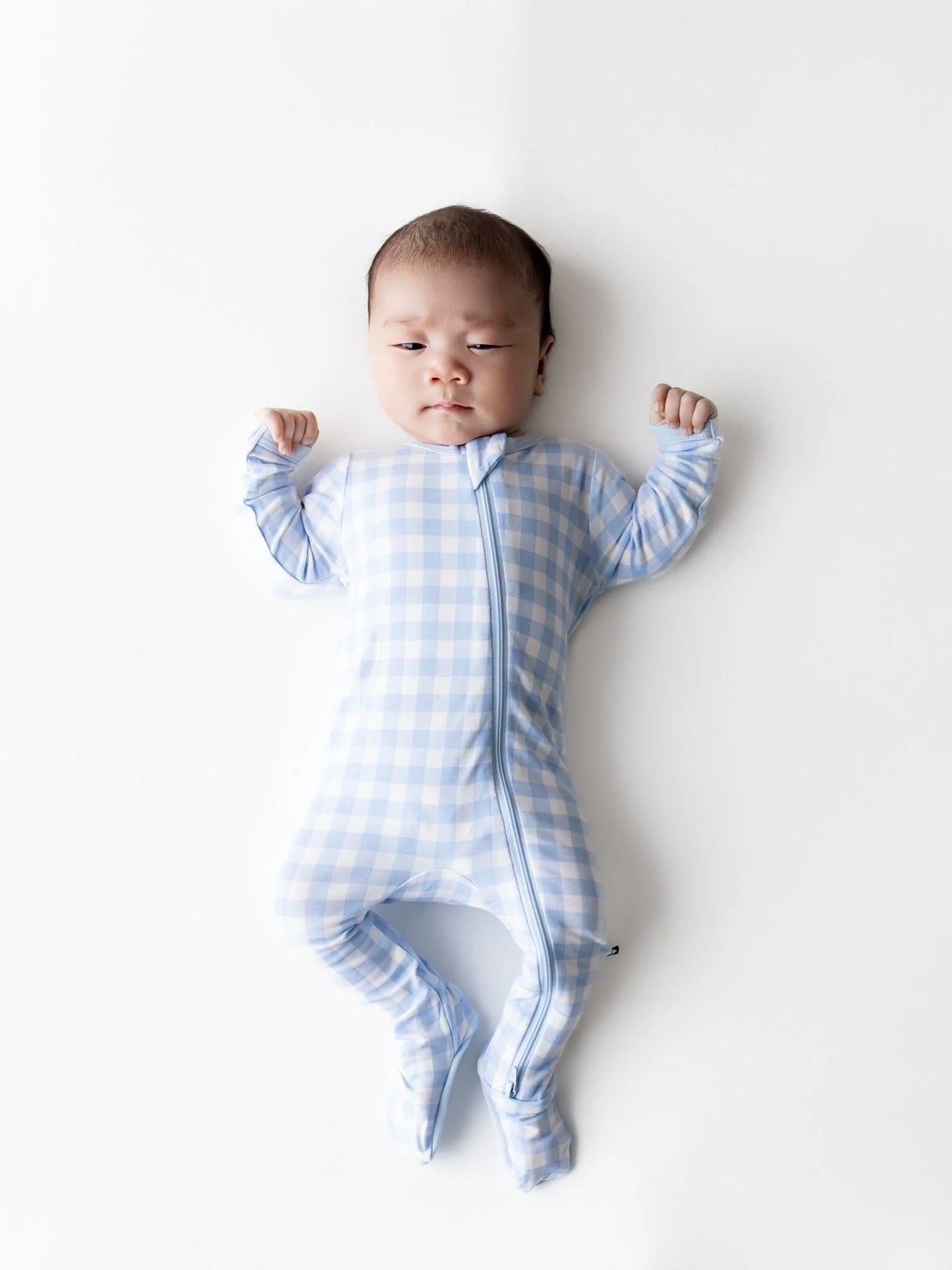 Kyte Baby Zippered Bamboo Footie- Gingham Breeze
