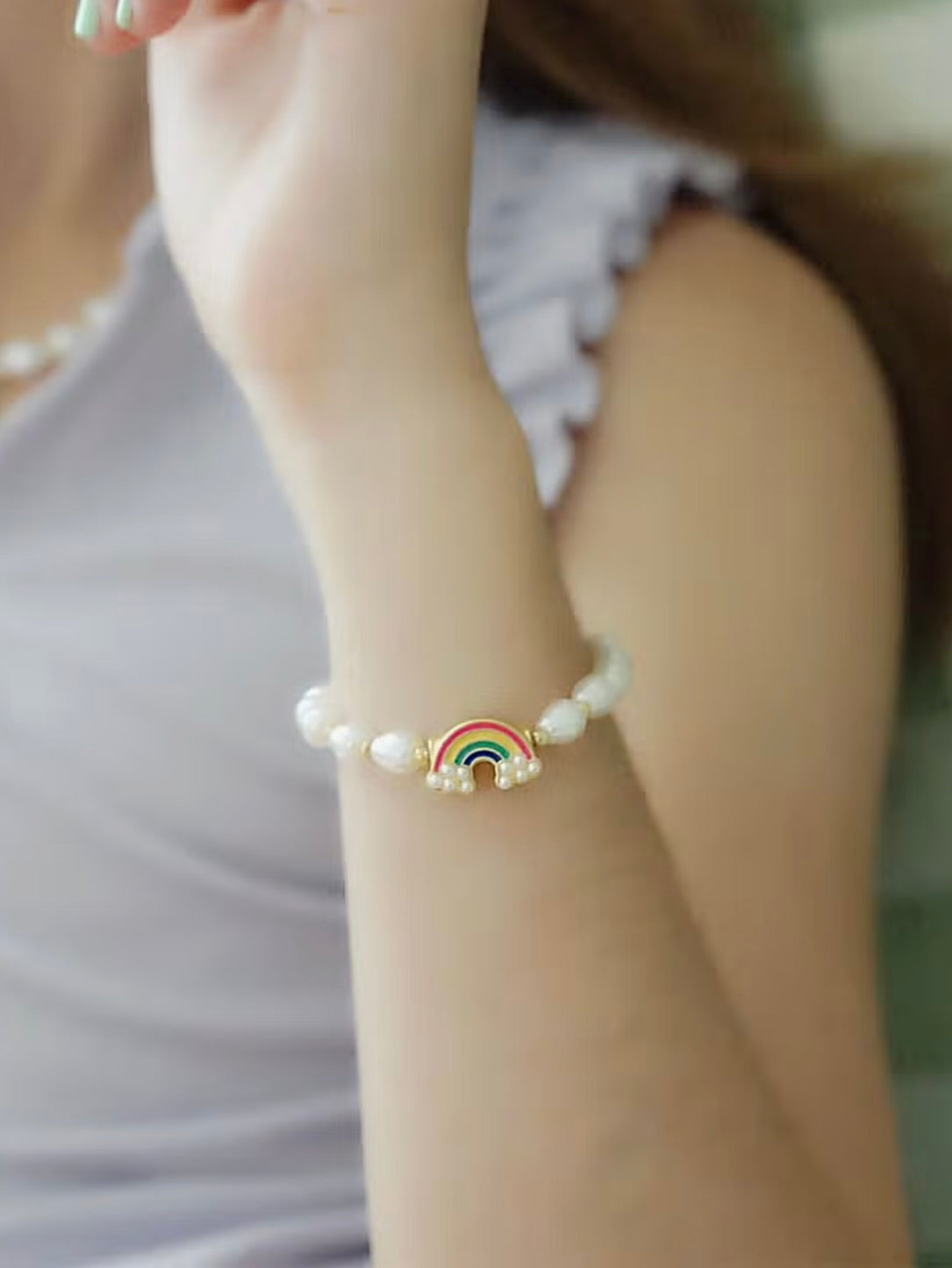 Madeleine Pearl & Rainbow Children's Bracelet