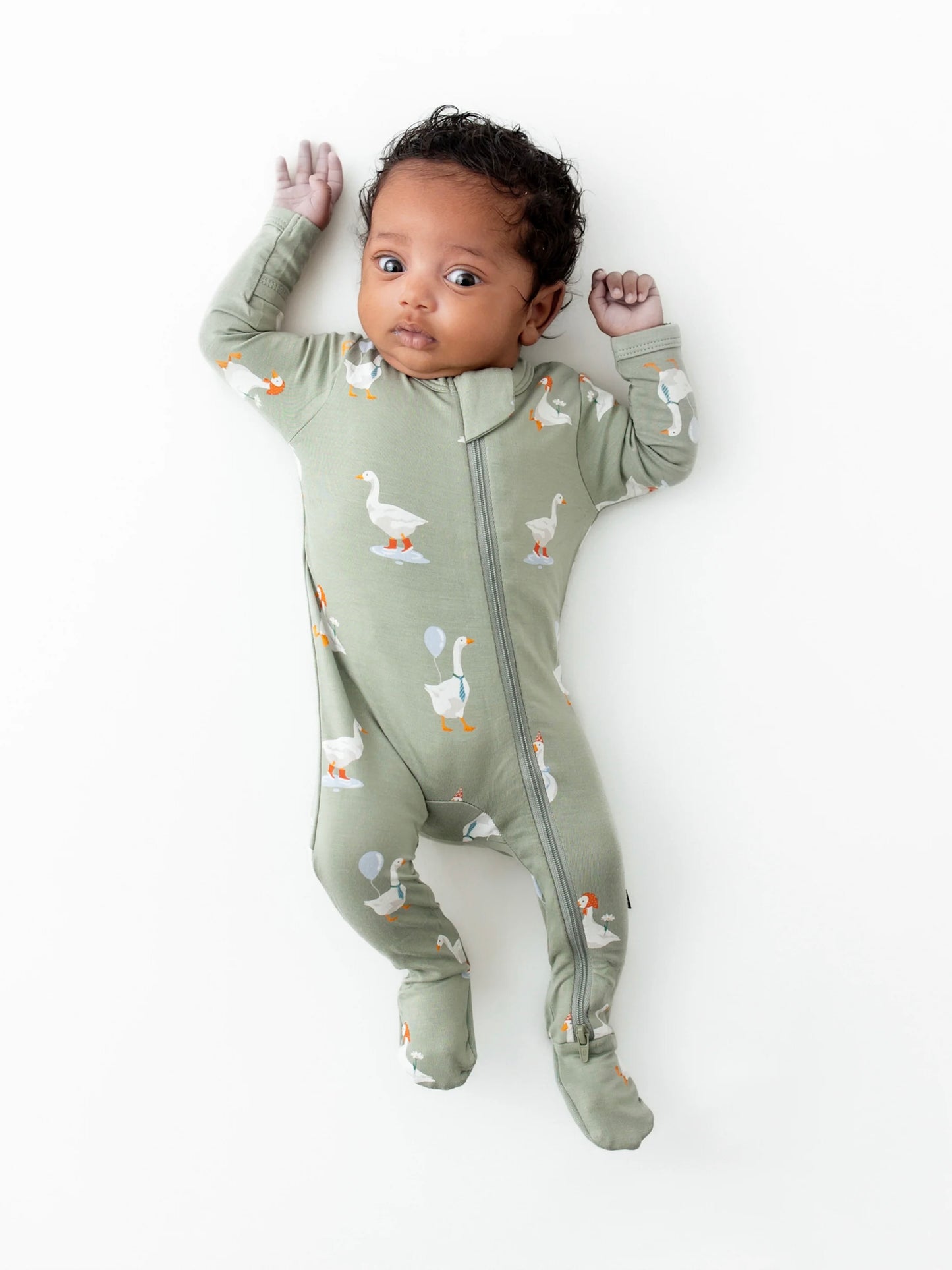 Kyte Baby Zippered Bamboo Footie- Silly Goose