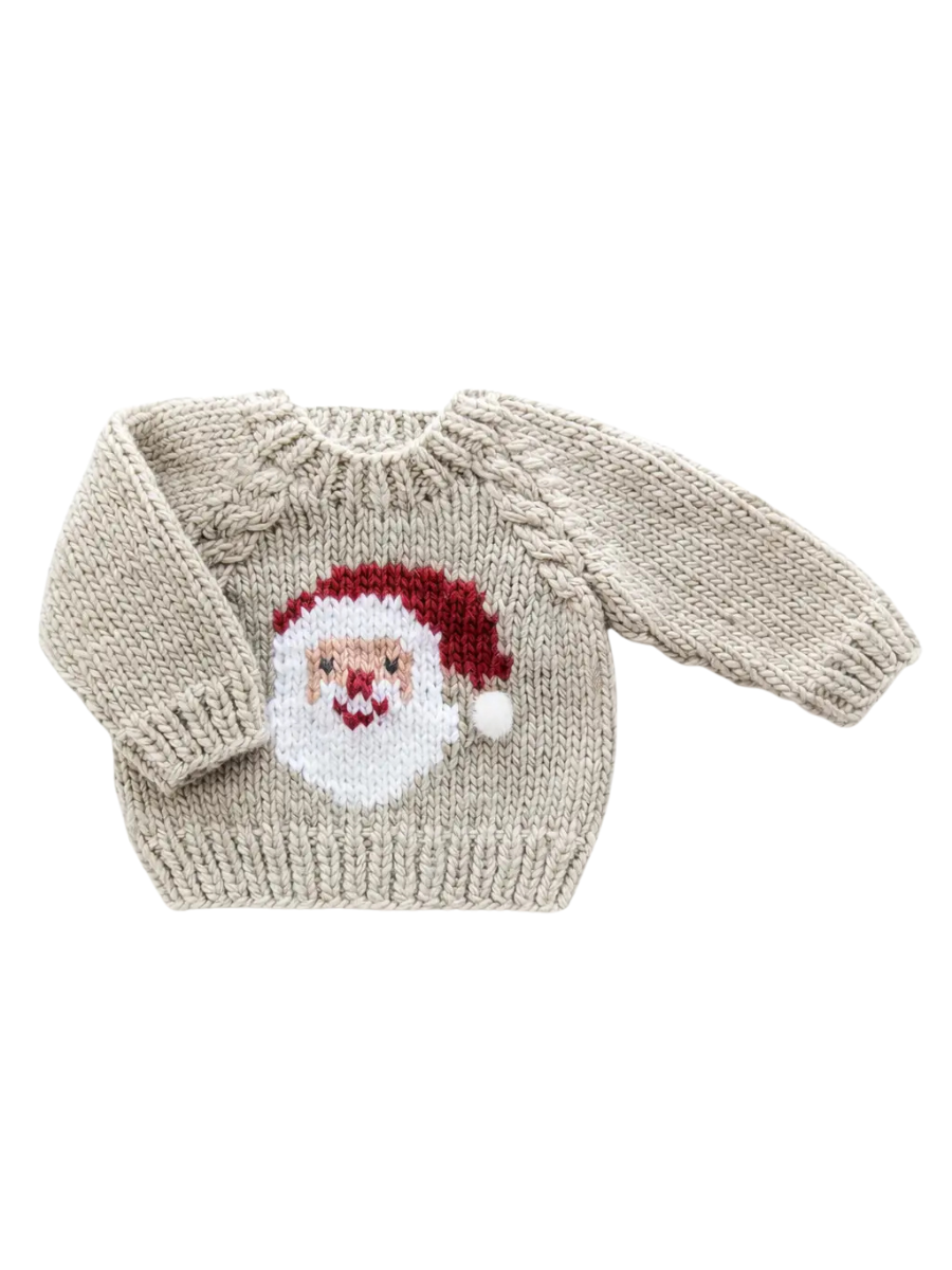 Jolly Santa Crewneck Sweater - Oatmeal