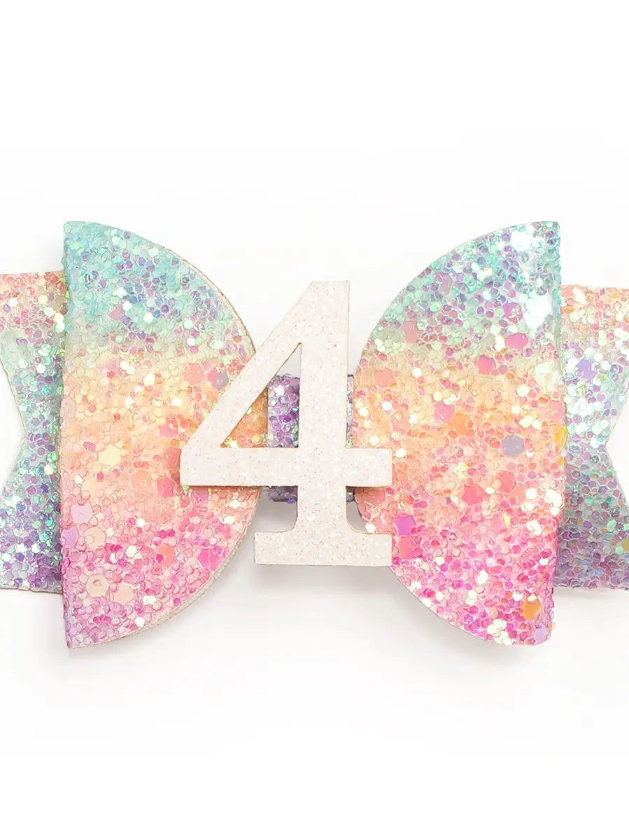 Birthday Number Pastel Rainbow Clip