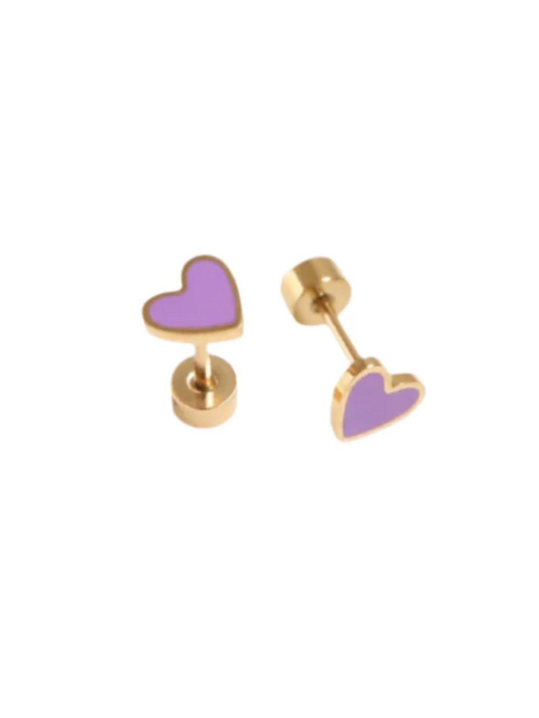 Pip Pop Post- Enamel Heart Purple