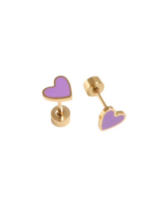 Pip Pop Post- Enamel Heart Purple