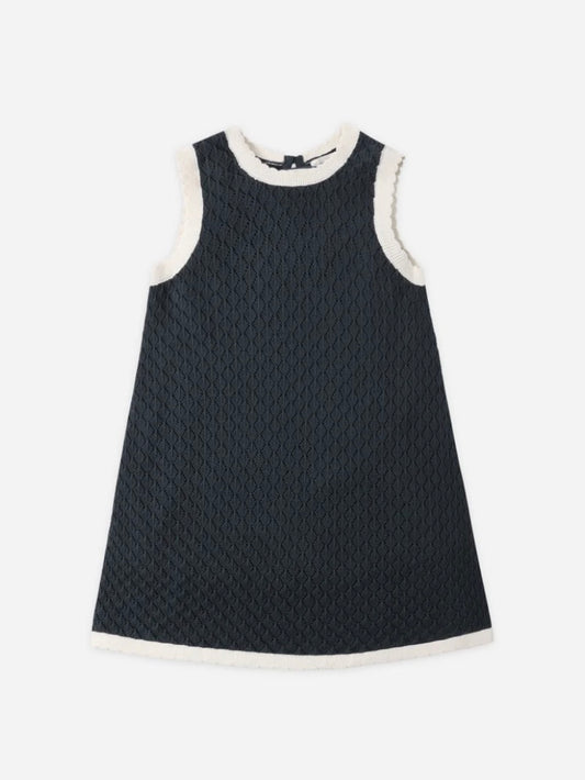 Navy Crochet Tank Mini Dress