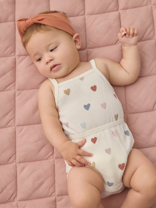 Confetti Hearts Waffle Cinch Romper