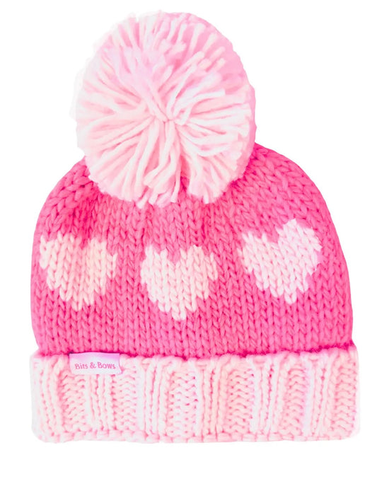 Pink Hearts Bobble Hat