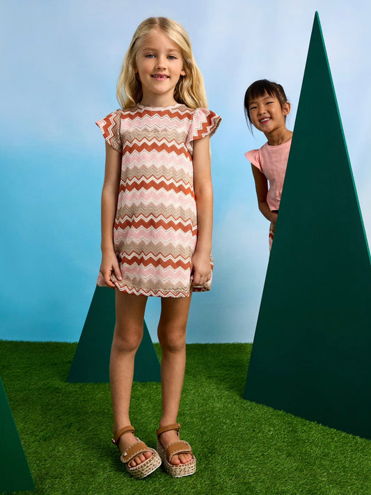 Knit Dress - Salmon Chevron