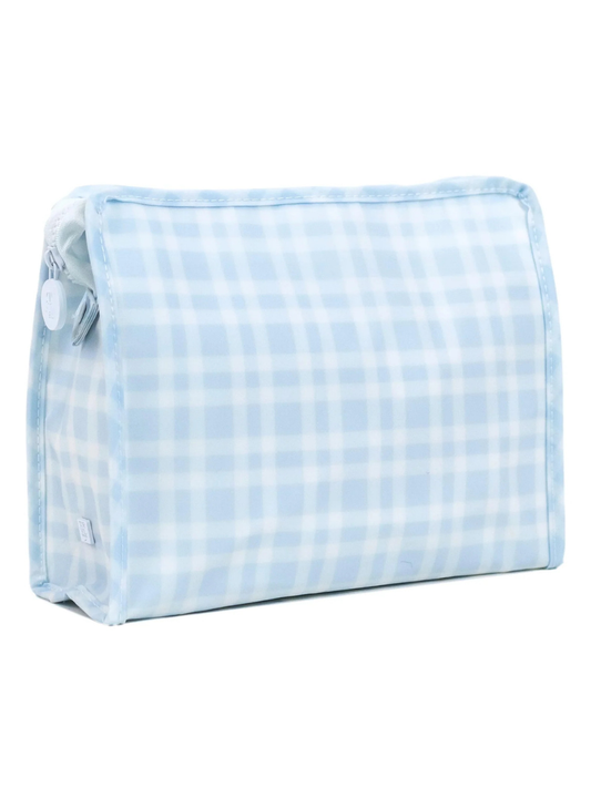 Pimlico Plaid Blue Roadie Pouch - Large