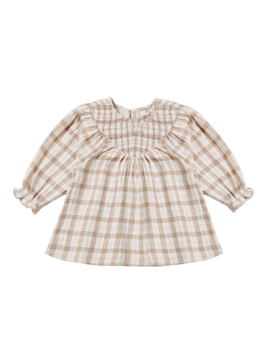 Rustic Plaid V Smocked Dress