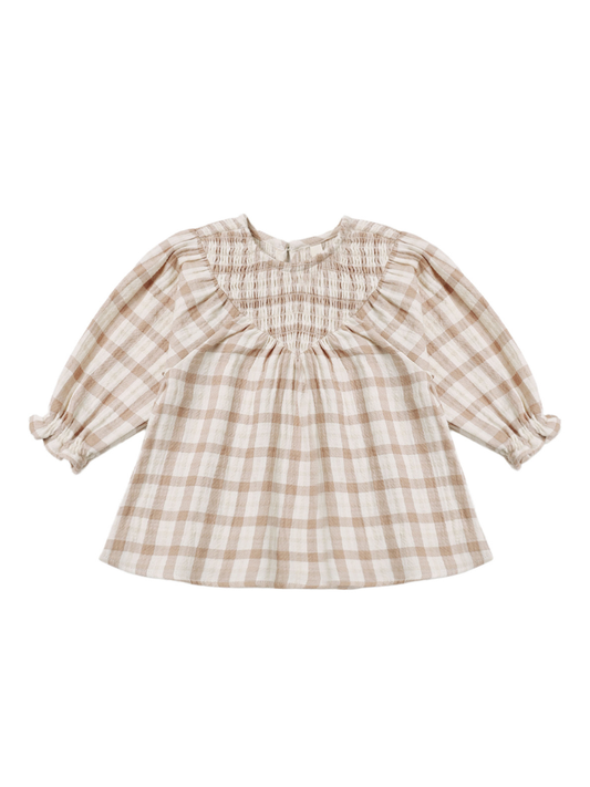 Rustic Plaid V Smocked Dress