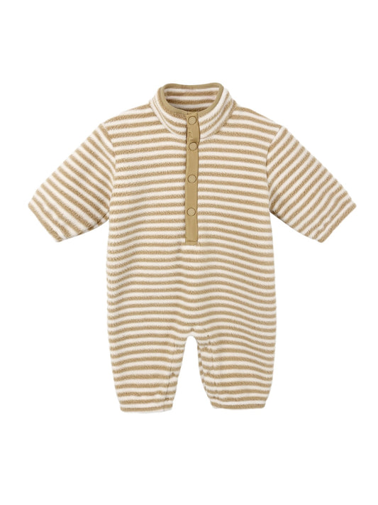Toffee Stripe Fuzzy Winter Jumpsuit