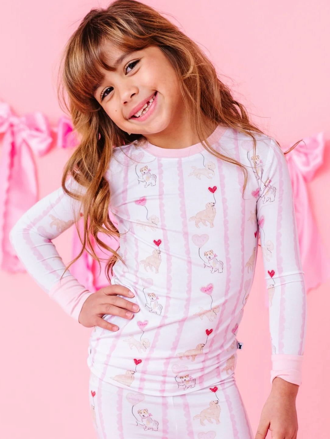 Pink Dog Valentine Toddler Pajamas