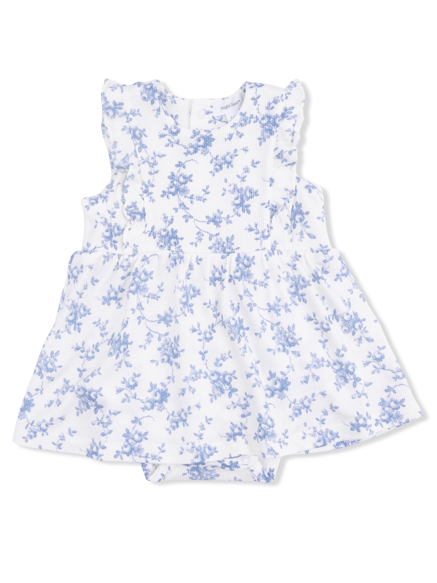 Baby Blue Vines Floral Ruffle Bodysuit Dress