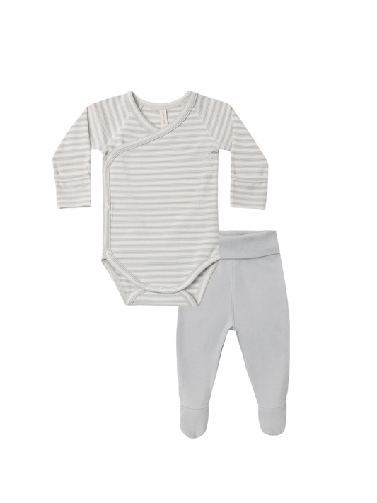 Cloud Stripe Side Snap Bodysuit + Pant Set