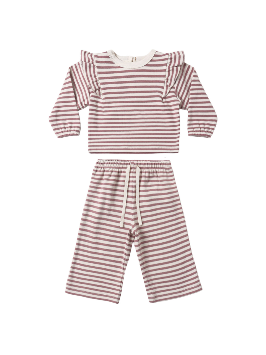 Mulberry Stripe Ruffle Cozy Set