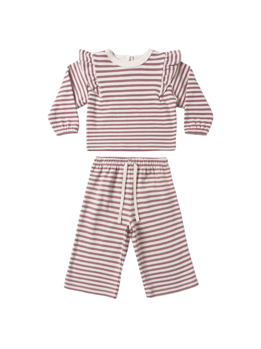 Mulberry Stripe Ruffle Cozy Set