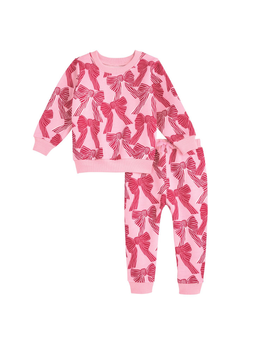 Jogger Set - Pink/Red Bows
