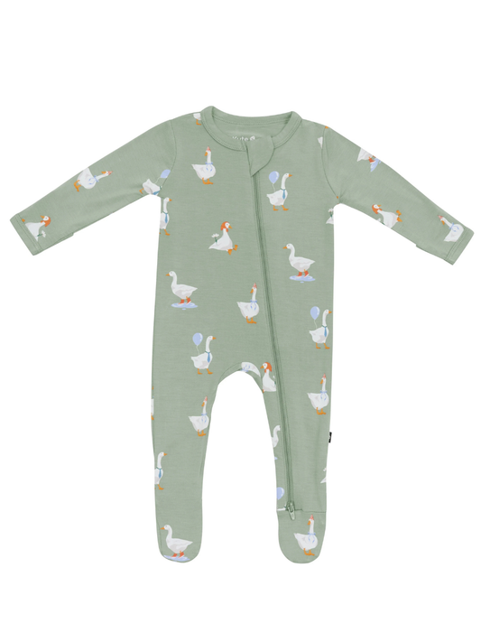 Kyte Baby Zippered Bamboo Footie- Silly Goose