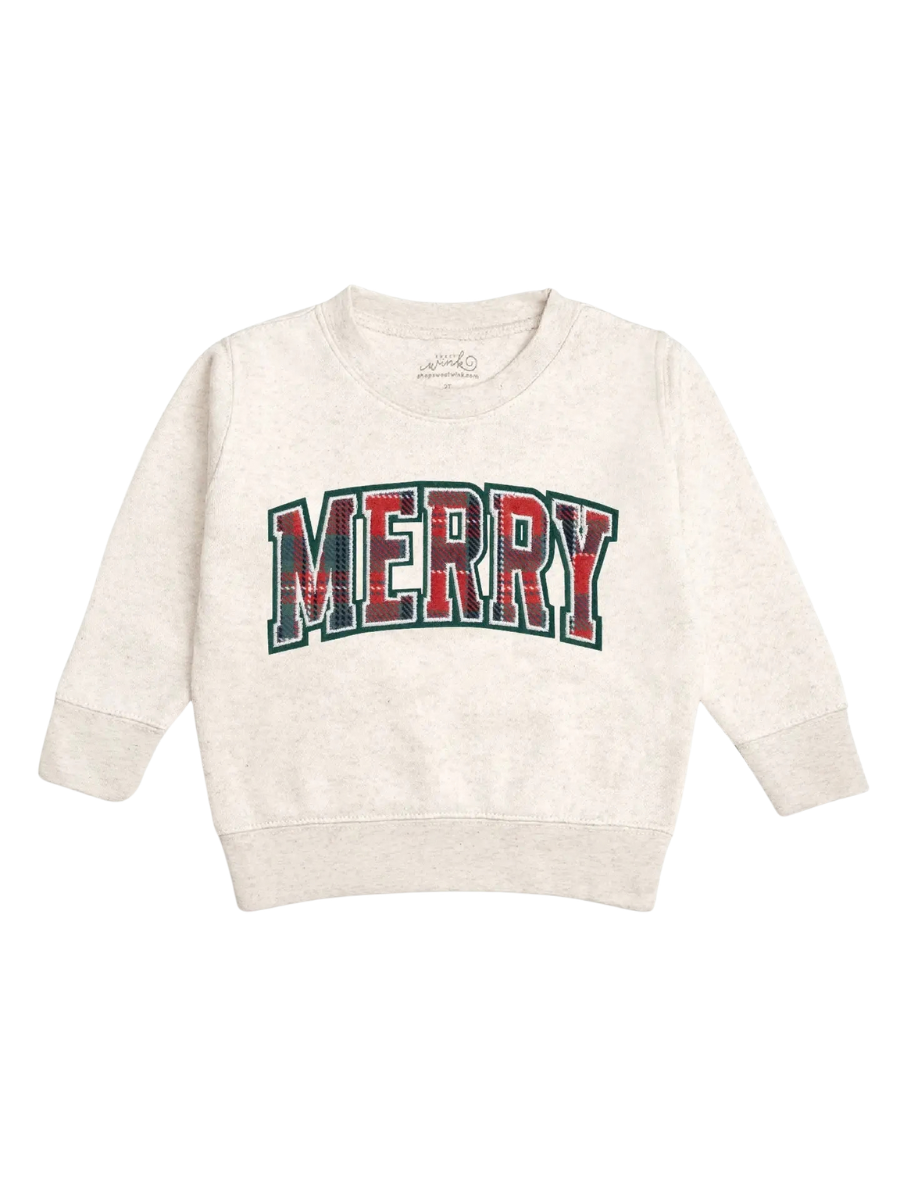 Merry Tartan Patch Christmas Sweatshirt