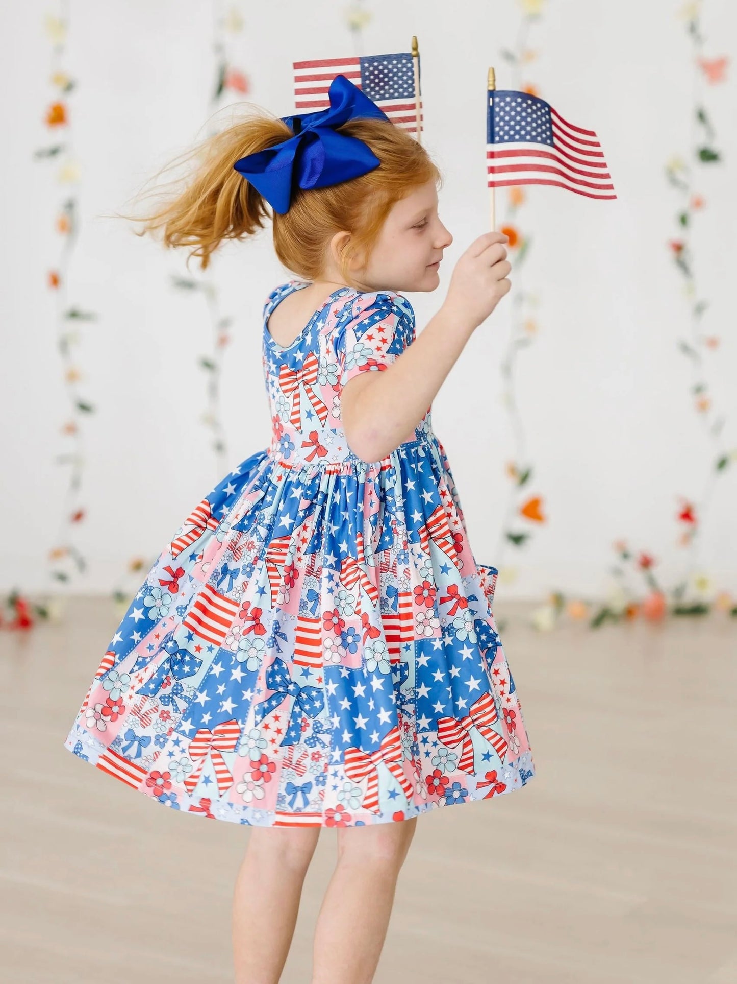 Patriotic Patchwork S/S Pocket Twirl Dress