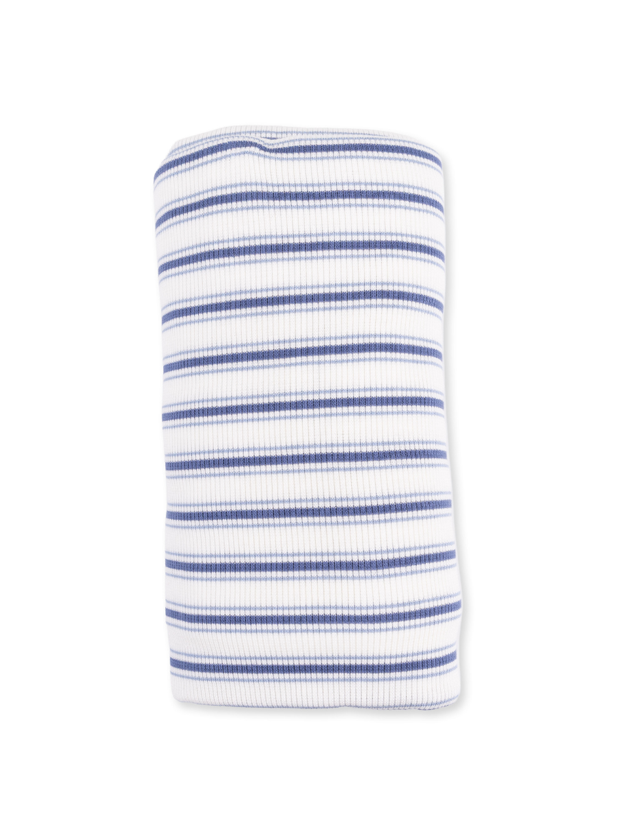 Cream + Blue Vintage Stripe Swaddle Blanket