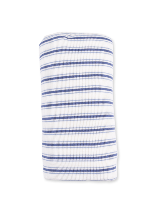 Cream + Blue Vintage Stripe Swaddle Blanket