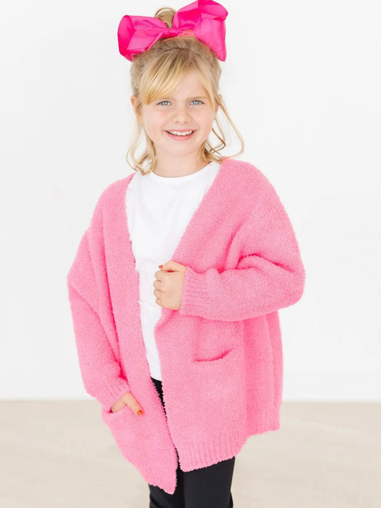 Kids Cozy Cardigan - Bright Pink
