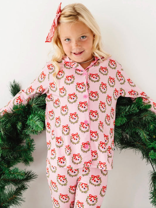 Pink Wreaths Flare Leg Lounge Set