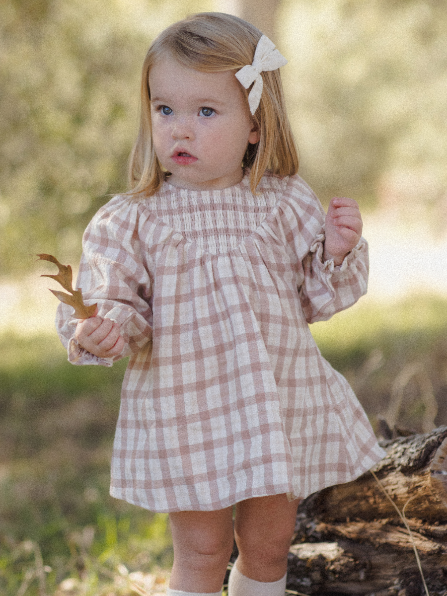 Rustic Plaid V Smocked Dress